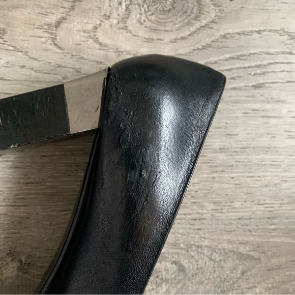 VINTAGE CHANEL Block Heel Shoes Black Silver Size 38 - Picture 12 of 16